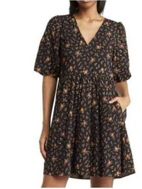 Madewell poplin bubble sleeve mini dress